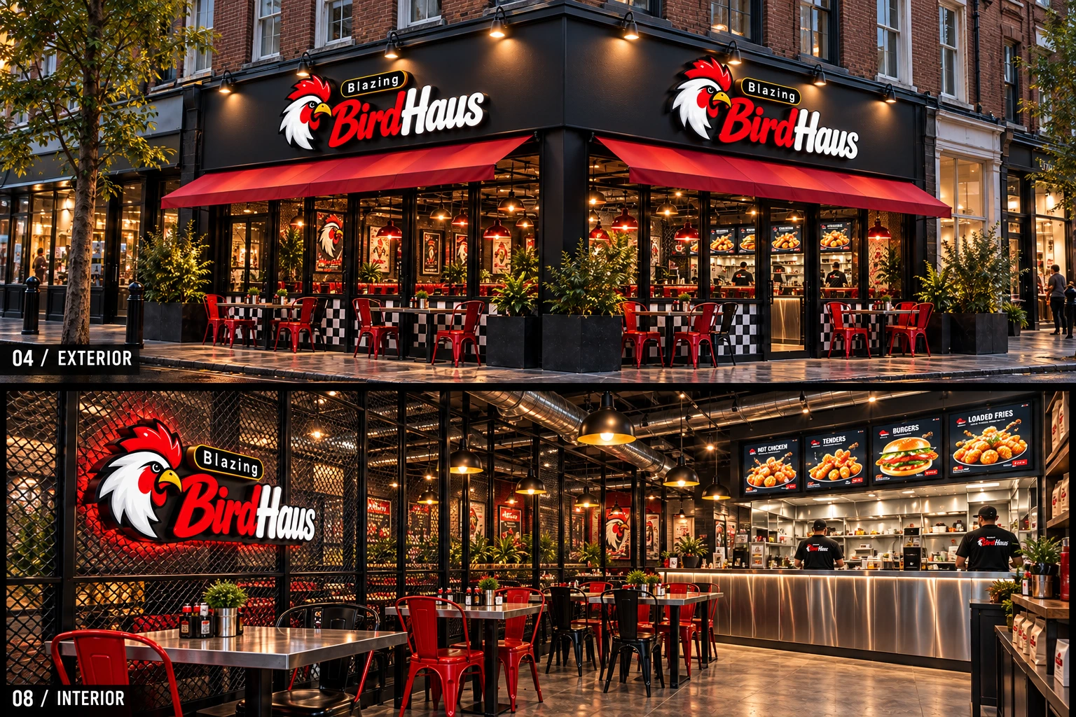 Blazing BirdHaus restaurant — illustrative design concept